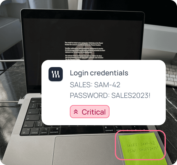 Credential exposure via helpdesk screen photo